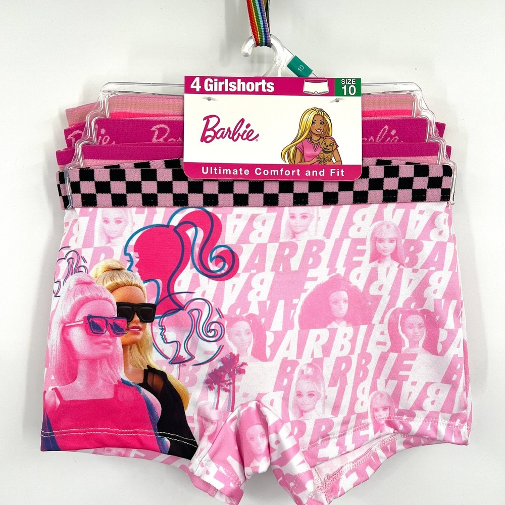 Barbie 4pk girlshorts handcraft athletic underwear pink boy shorts undies 10